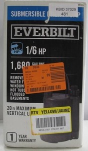 lot 481 image: Everbilt 16 HP Plastic Submersible Utility Pump