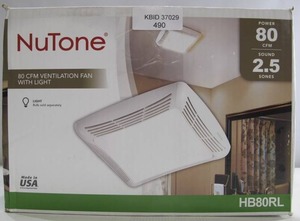 lot 490 image: NuTone HB80RL 80 CFM 2.5 Sone Ventilation Fan with Light