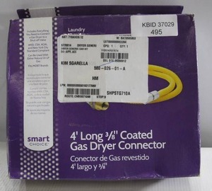 lot 495 image: Smart Choice 4 Long 38 Coated Gas Dryer Connector Hose