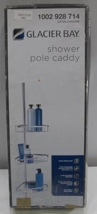 lot 492 image: Glacier Bay Tension Pole Shower Caddy in Satin Chrome Multi-Shelf