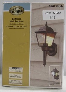 lot 519 image: Hampton Bay 1-Light Rustic Bronze Outdoor Wall Lantern Sconce