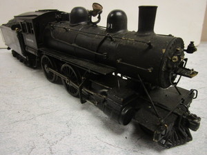 lot 151 image: VINTAGE BRASS O GAUGE TRAIN LOCOMOTIVE, C. & N.W.R., W COAL CAR