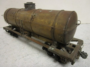 lot 197 image: VINTAGE BRASS O GAUGE TRAIN CAR