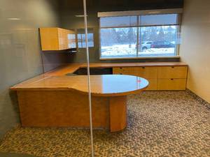 lot 3 image: KIMBALL Office Desk with Cabinets