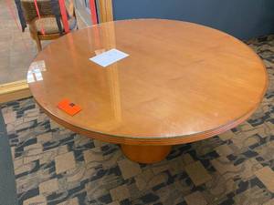 lot 13 image: KIMBALL 48 Round Office Table with Glass Top