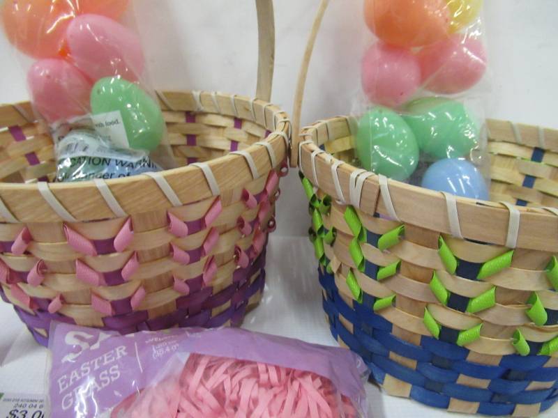 2 Woven Easter Baskets with Handles and Goodies