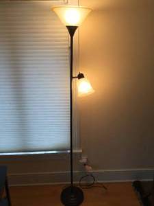 lot 108 image: Metal Floor Lamp With Two Glass Shades