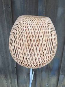 lot 109 image: Floor Lamp With Two Layer Weaved Shade