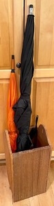 lot 211 image: Wooden Container with 4 Umbrellas