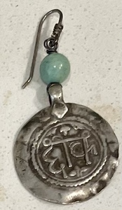 lot 89 image: Antique Sterling Medallion Earrings from India