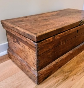 lot 34 image: Antique Wood Storage Chest