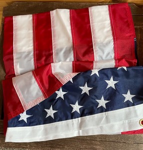lot 220 image: 2 US Flags, a French Flag, and a Hungarian Flag