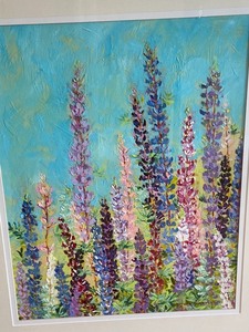 lot 248 image: Oh Those Lupine Original Acrylic Painting by James Wilcox Dimmers