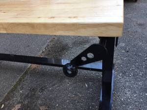 lot 386 image: Adjustable Height Metal TableDesk With Wooden Top