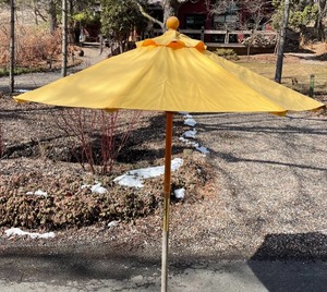 lot 402 image: Yellow Patio Umbrella with a Stand