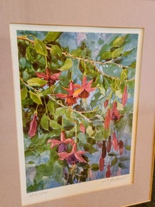 lot 11 image: Pair of Pretty Floral Watercolor Prints