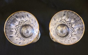 lot 38 image: Pair of Gold Rimmed Waterford Crystal Wine Glasses
