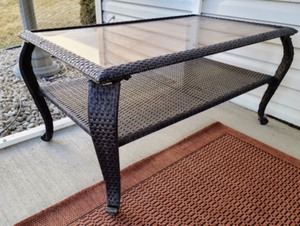 lot 83 image: Glass Topped Patio Coffee Table