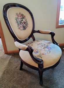 lot 70 image: Embroidered Vintage Armchair