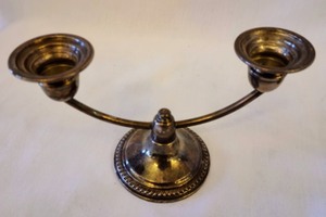 lot 131 image: Pair of Weighted Sterling Candleholders
