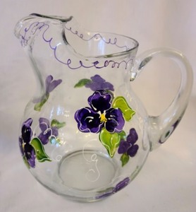 lot 156 image: Pretty Painted Pitcher & Glassware Set