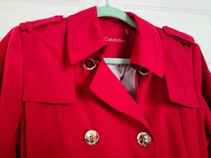 lot 176 image: Red Calvin Klein Belted Jacket