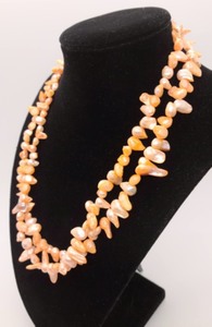 lot 197 image: Peach Tone Beaded Double Strand Necklace