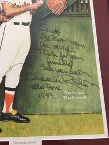 lot 234 image: Norman Rockwell Brooks Robinson Print Autographed