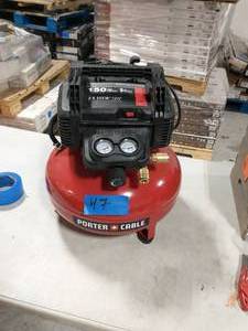 lot 47 image: PORTER CABLE 6 Gal. 150 PSI Portable Electric Pancake Air Compressor