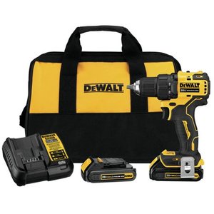 lot 26 image: DEWALT ATOMIC 20-Volt MAX Cordless Brushless Compact 12 in. DrillDriver, (2) 20-Volt 1.3Ah Batteries, Charger & Bag