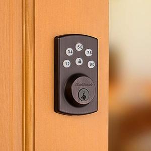 lot 39 image: KWICKSET Powerbolt2 Venetian Bronze Single Cylinder Electronic Deadbolt Featuring SmartKey Security