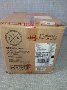 16-Piece Modern Black Matte Stoneware Dinnerware Set (Set for 4) by STONE LAIN- open box not used  - SEE PICTURES