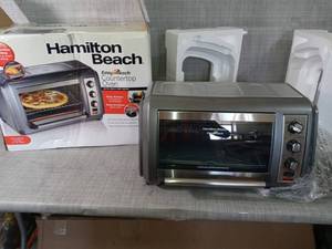 Easy Reach 1500-Watts 6-Slice Grey Toaster Oven with Roll-Top Door by Hamilton Beach- open box not used  - SEE PICTURES