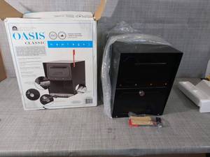 Oasis Classic Locking Post Mount Parcel Mailbox, Black by Architectural Mailboxes- open box not used  - SEE PICTURES