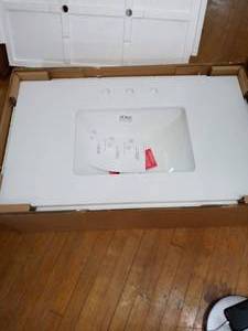 37 in. W x 22 in. D Engineered Marble Vanity Top in Snowstorm with White Single Trough Sink by Home Decorators Collection- open box not used - SEE PICTURES