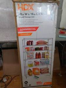 Chrome 5-Tier Heavy Duty Metal Wire Shelving Unit (48 in. W x 72 in. H x 18 in. D) by HDX- open box not used  - SEE PICTURES