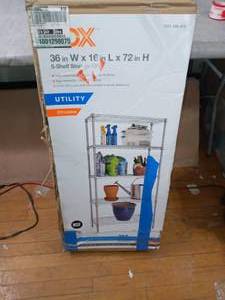 Chrome 5-Tier 5-Tier Metal Wire Shelving Unit (36 in. W x 72 in. H x 16 in. D) by HDX- open box  - SEE PICTURES