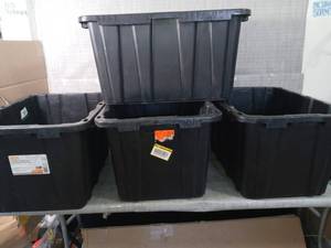 Tough Storage Bin in Black by HDX- set of 4 - mixed conditions  - SEE PICTURES