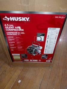 4.5 Gal. Portable Electric-Powered Silent Air Compressor by Husky- open box not used  - SEE PICTURES