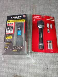 120 Lumens Unbreakable Flashlight by Husky & Polysteel 400 Heavy Waterproof LED Flashlight - SEE PICTURES