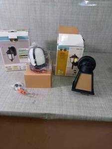 LED Exterior Wall Lantern Sconce with Dusk to Dawn Control & 1-Light Black Outdoor Wall Lantern Sconce- open box not used  - SEE PICTURES