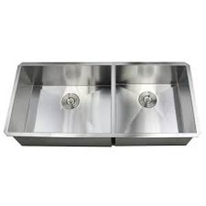 Undermount 42 in. x 20 in. x 10 in. Deep Stainless Steel 16-Gauge Double Bowl 6040 Zero Radius Kitchen Sink by Kingsman Hardware- open box not used - SEE PICTURES