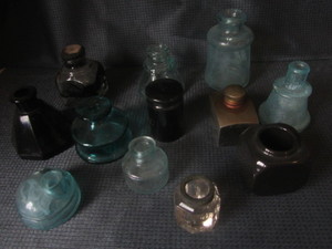 lot 62 image: Vintage ink bottles & wells...