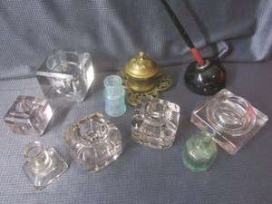 lot 109 image: Ink wells with Sanford, glass and m...