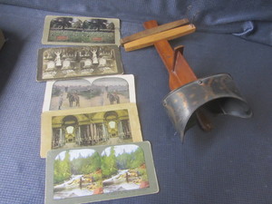 lot 111 image: Stereoptic viewer, cards...