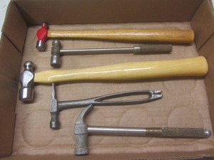 lot 128 image: Mini hammers (5), one with screwdri...