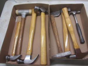 lot 132 image: Hammers with ball peen, mallet, cla...