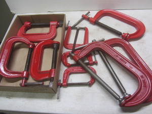 lot 166 image: C-clamps two 8, one 6, three 4,...