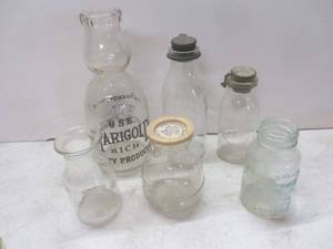 lot 201 image: Antique cream top milk bottle - Mar...