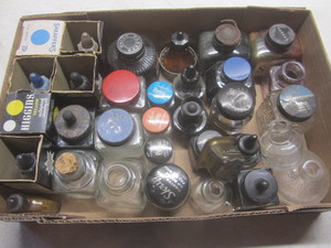 lot 300 image: Ink bottles & wells including St Pa...